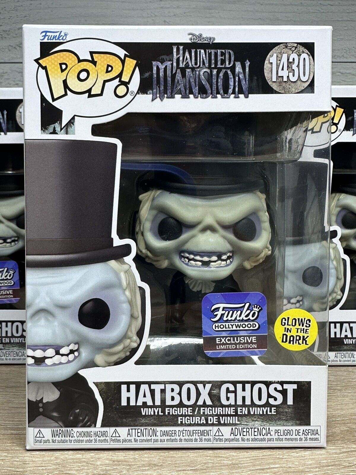 FUNKO POP HATBOX GHOST #1430 DISNEY HAUNTED MANSION GLOW HOLLYWOOD EXCLUSIVE