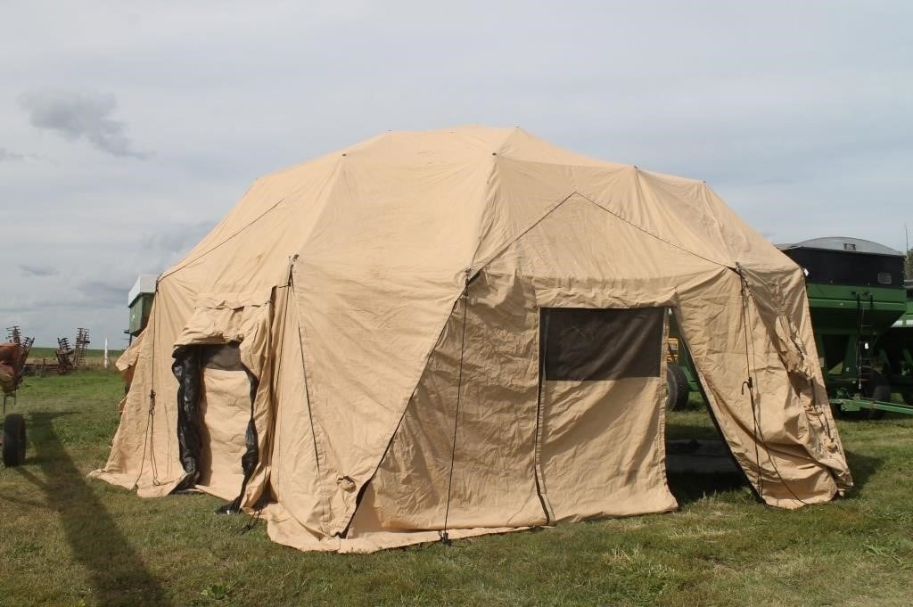 HUGE 27x31 US Military Shelter HDT Base-X Dome 6D31 Tent w/ black out vestibule