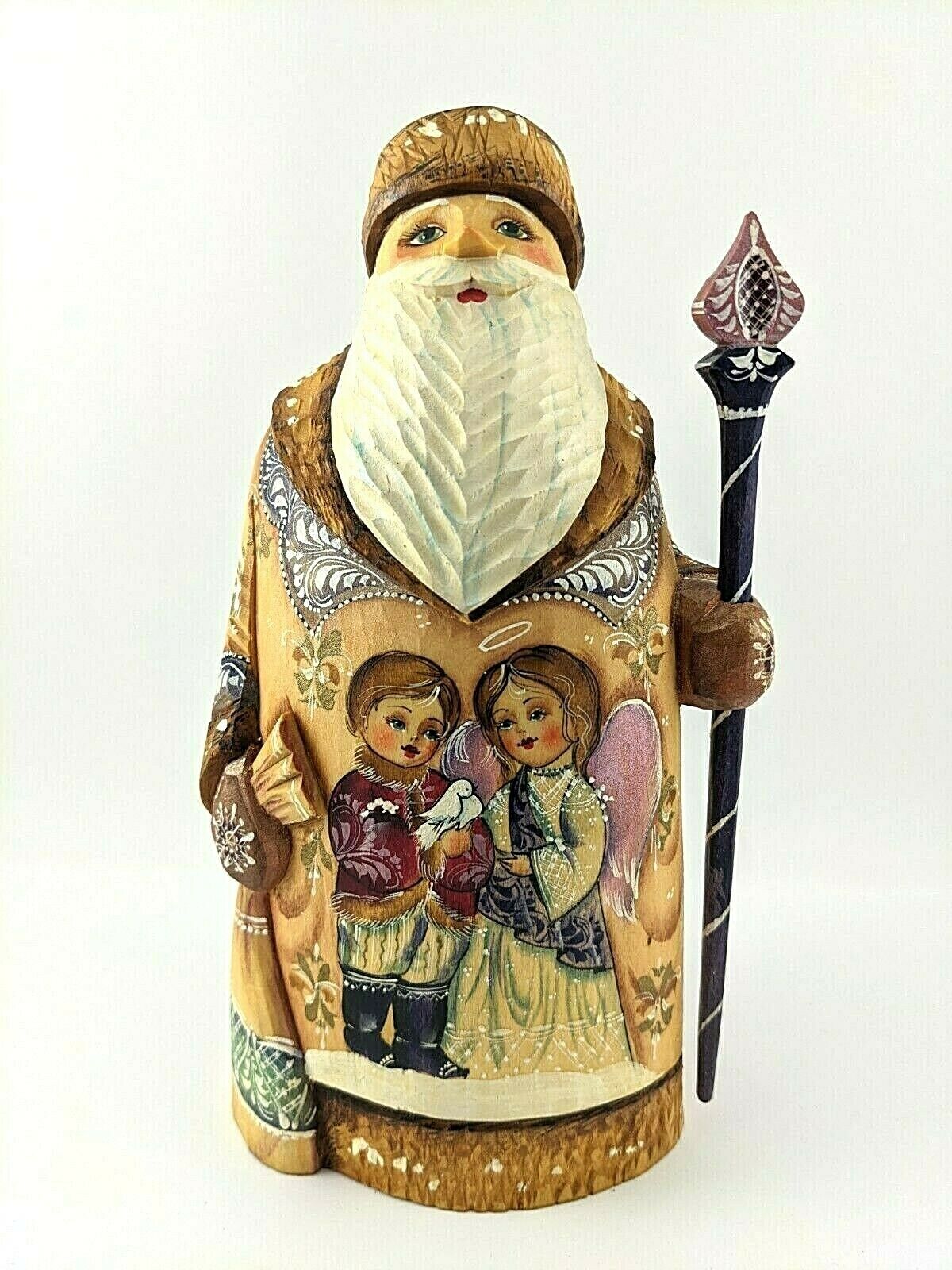 Vintage Russian Santa Claus Unique Hand Carved Hand Painted Grandfather Frost