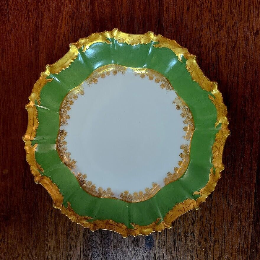 7 Antique T V Tressemann & Vogt Limoges Porcelain Ornate Gold Rim Dessert Plates