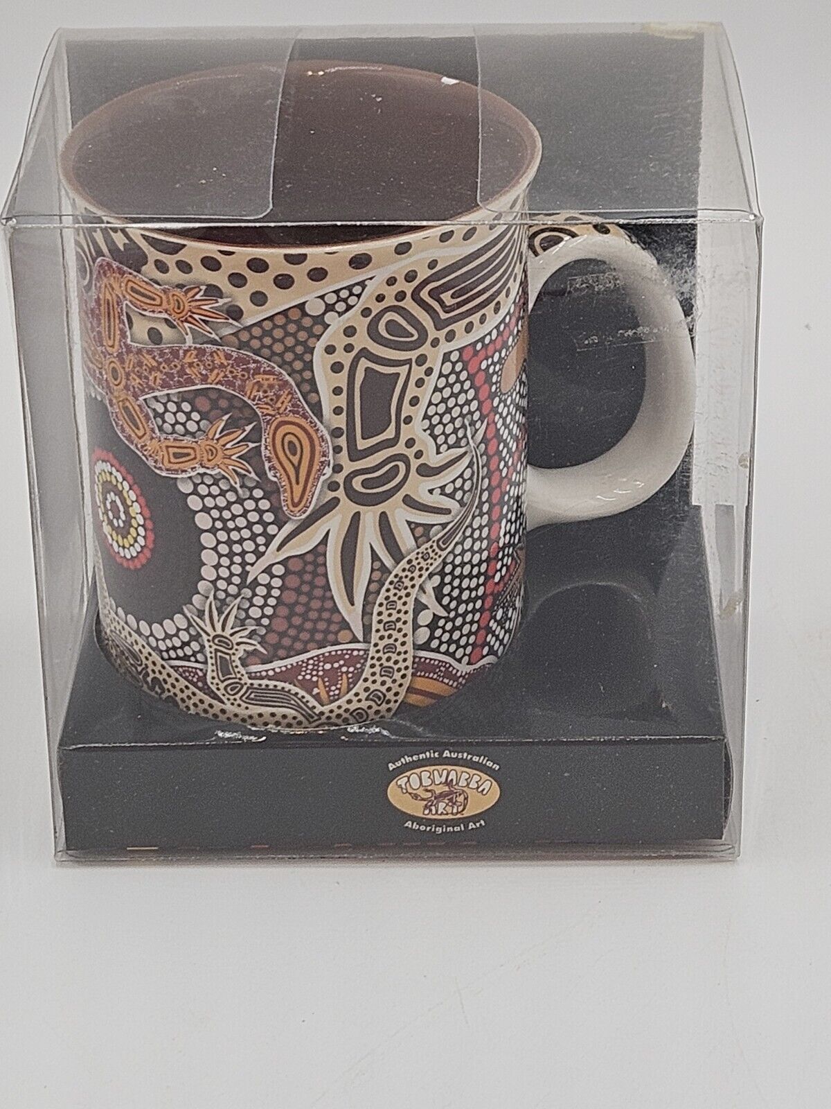 Authentic Australian Aboriginal Tobwabba Art Mug Lizard New In Box Coffee Cup