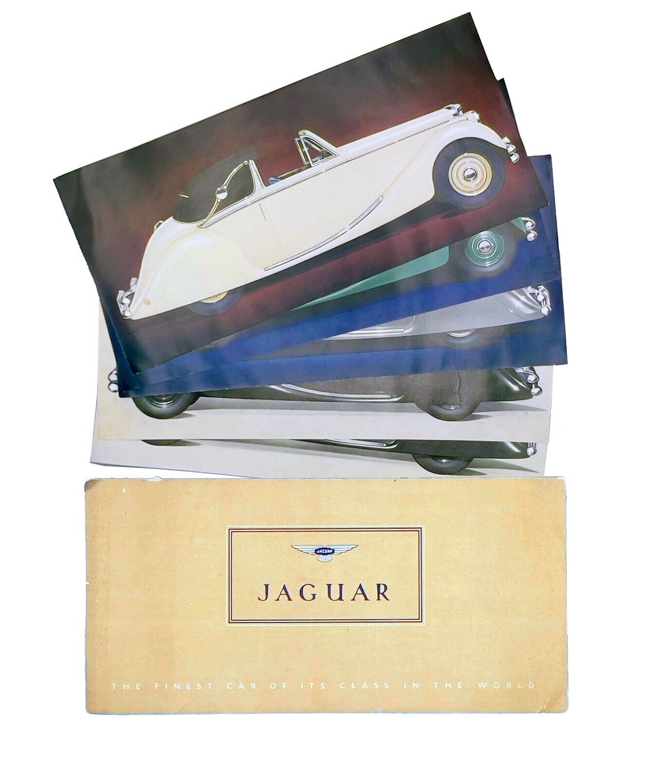 1950 Jaguar UK XK120, 14 x 7.5 in card portfolio in envelope with insert plates