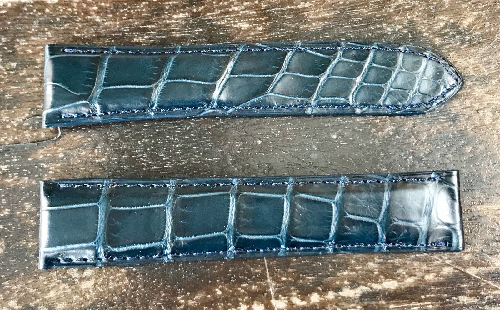 CARTIER Alligator Crocodile Leather Strap Band 20 x 18 mm Blue 4A1FEP06 TANK /