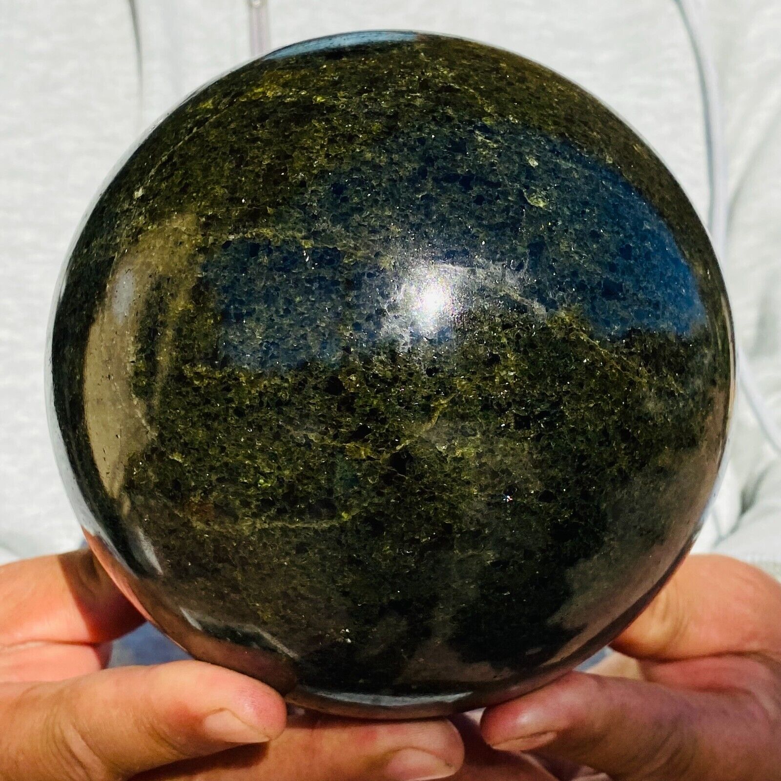 4400g Large Rare Peridot Olivine Dark Green Gemstone Sphere Ball Healing Mineral