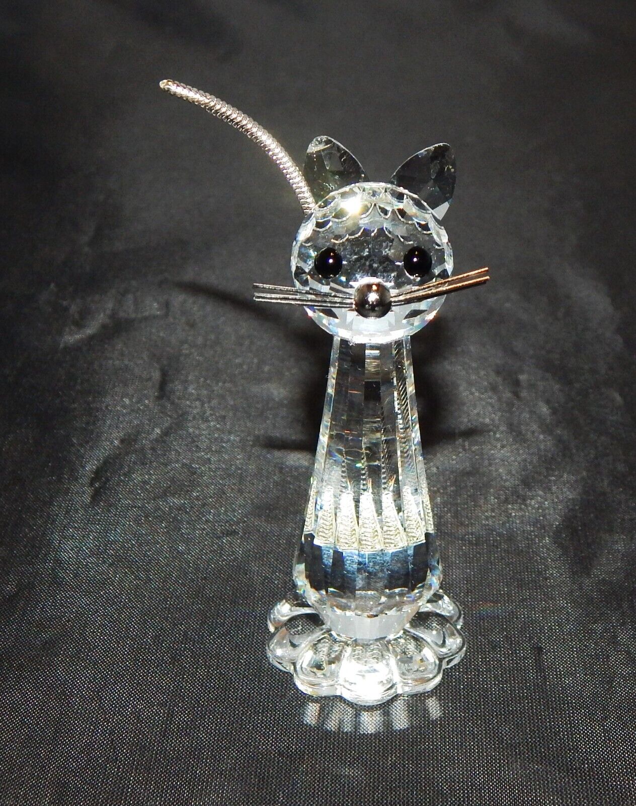Swaroski Crystal Cat with Wire Tail Figurine