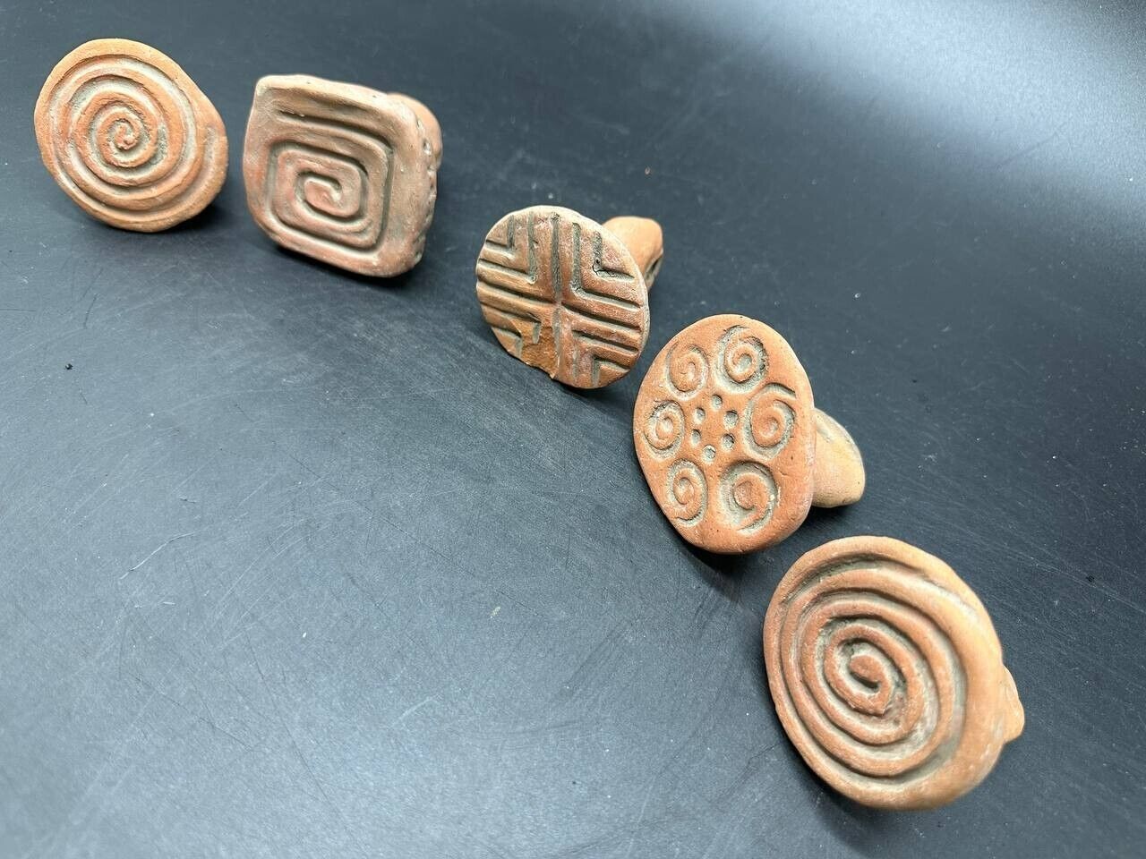 Ancient terracotta seals of the Trypillian culture from 5500 and 2750. BC.5 piec