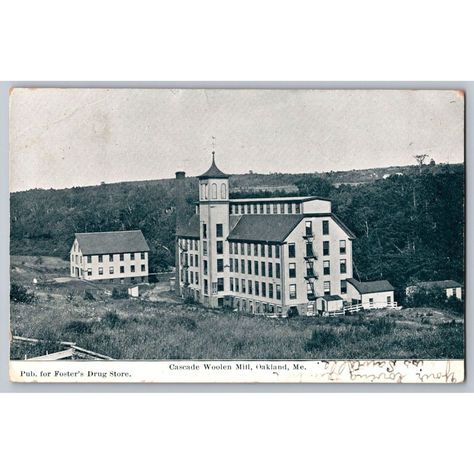 Postcard Posted 1907 Maine Undivided Cascade Woolen Mill Oakland #760