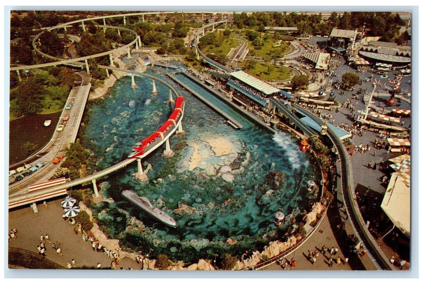 c1960's Panoramic View Of Disneyland's Tomorrowland Anaheim California Postcard 