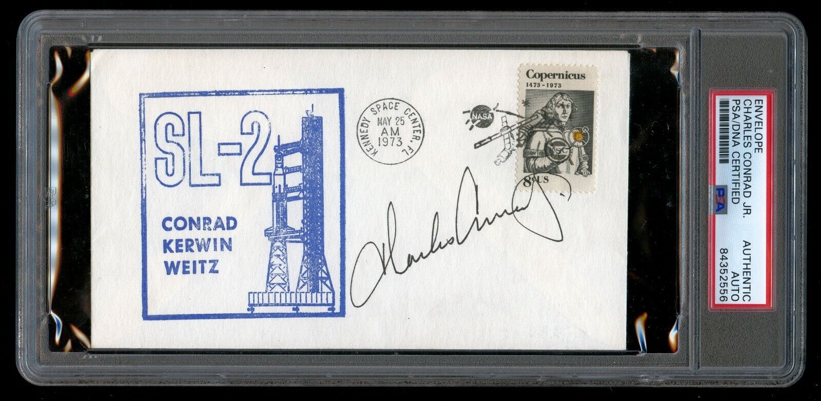 Charles Pete Conrad Jr. signed auto Envelope Moonwalker Apollo 12 Astronaut PSA