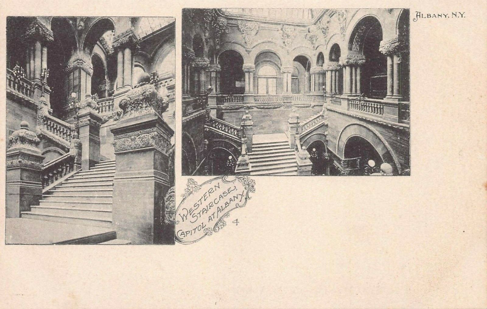 Western Staircase, Capitol at Albany, New York, Circa 1900-1906 Postcard, Unused