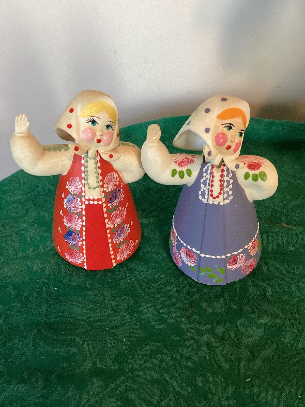 Vintage Dancing Russian Doll Bobblehead Babushka Mamperuka Soviet Girl USSR 2 pc