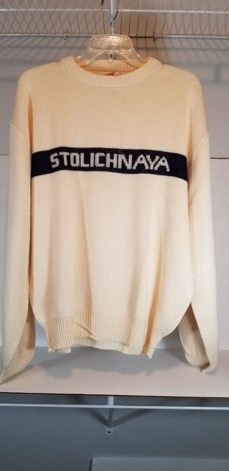 Vintage Stolichnaya Russian Vodka XL 3 Strikes Pullover Sweater Early 90\'s