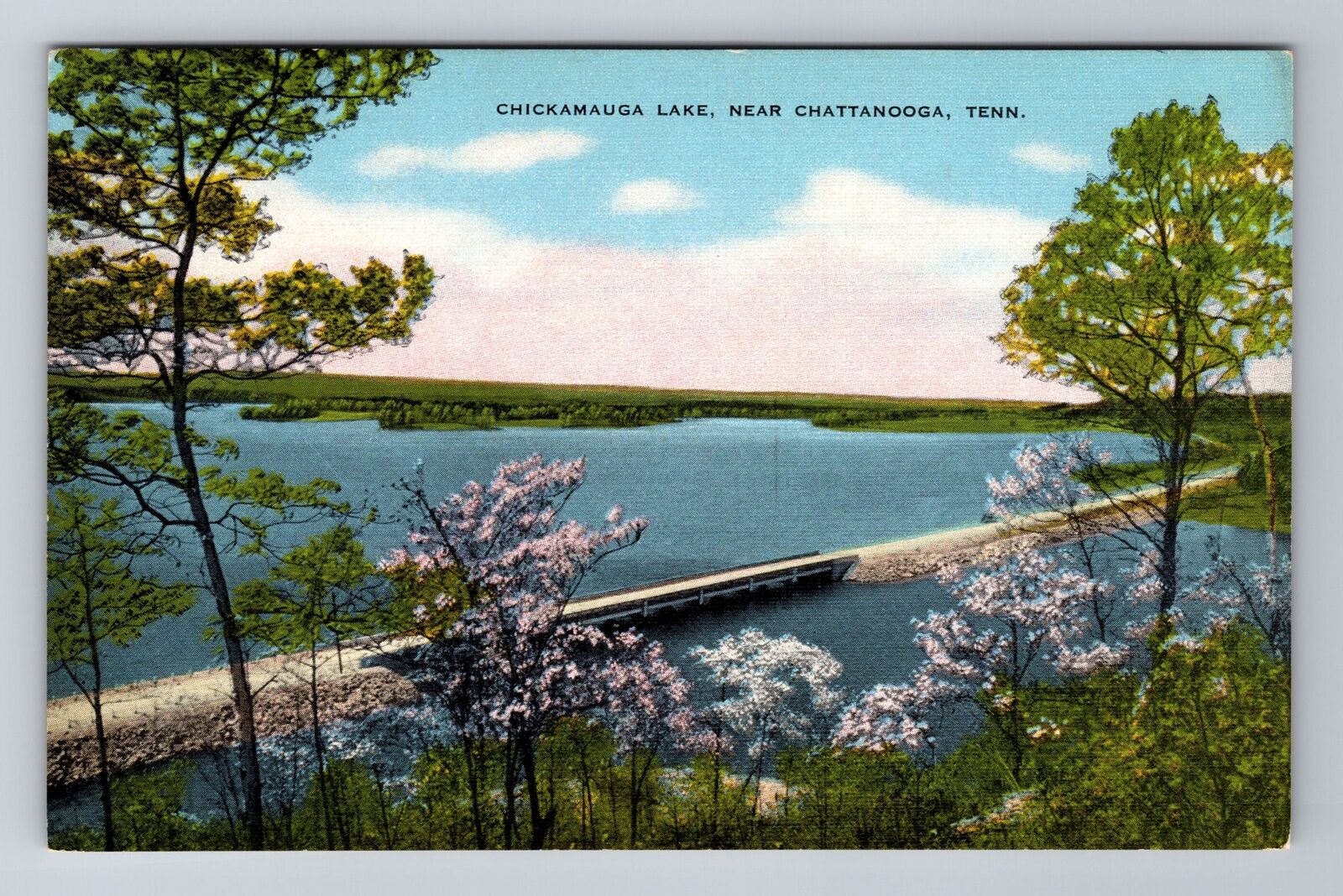 Chattanooga TN-Tennessee, Chickamauga Lake, Antique, Vintage Souvenir Postcard