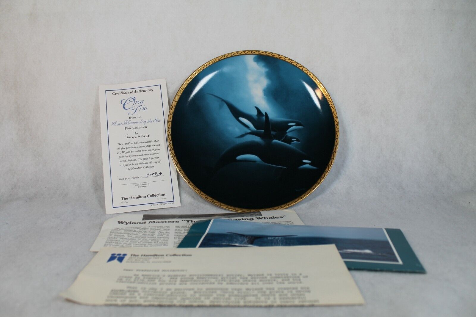 Wyland Hamilton Collector Plates GREAT MAMMALS OF THE SEA Dolphins Orcas Whales