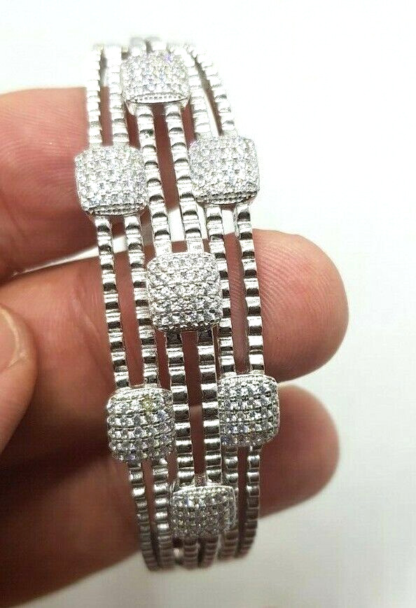 Women\'s Ladies Genuine 925 Sterling Silver SWAROVSKI  Bracelet Wide Heavy