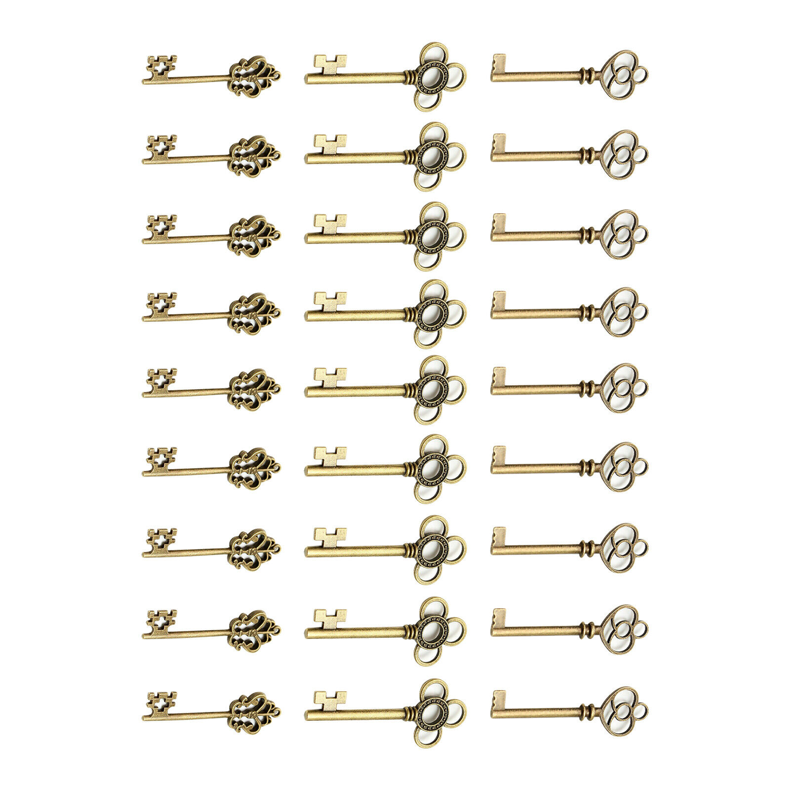 30PCS Antique Vintage Old Look Bronze Skeleton Keys Pendant keychains DIY craft