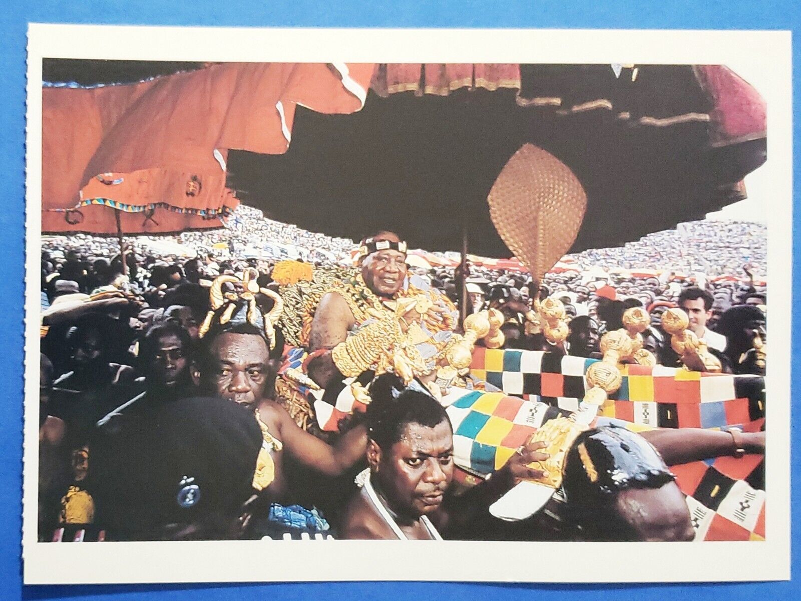 Postcard Ashanti King Otumfuo Opuko Ware II Ghana Riding on Palanquin 6.5\