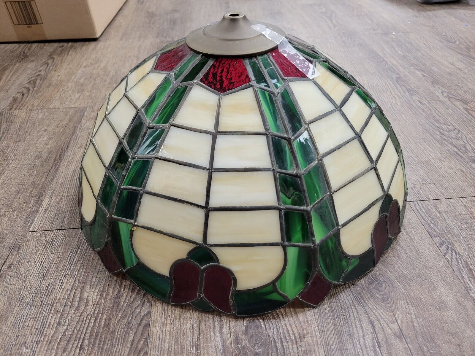 Tiffany-Style Large Stained Glass Dome Lamp Shade Hanging Light Table Red Green