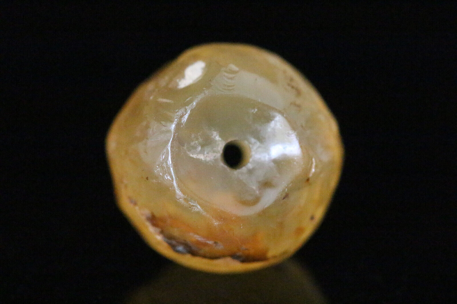 Gandhar Ancient Amber Chalcedony Gemstone Bead Stripes Huge 16 mm #A468