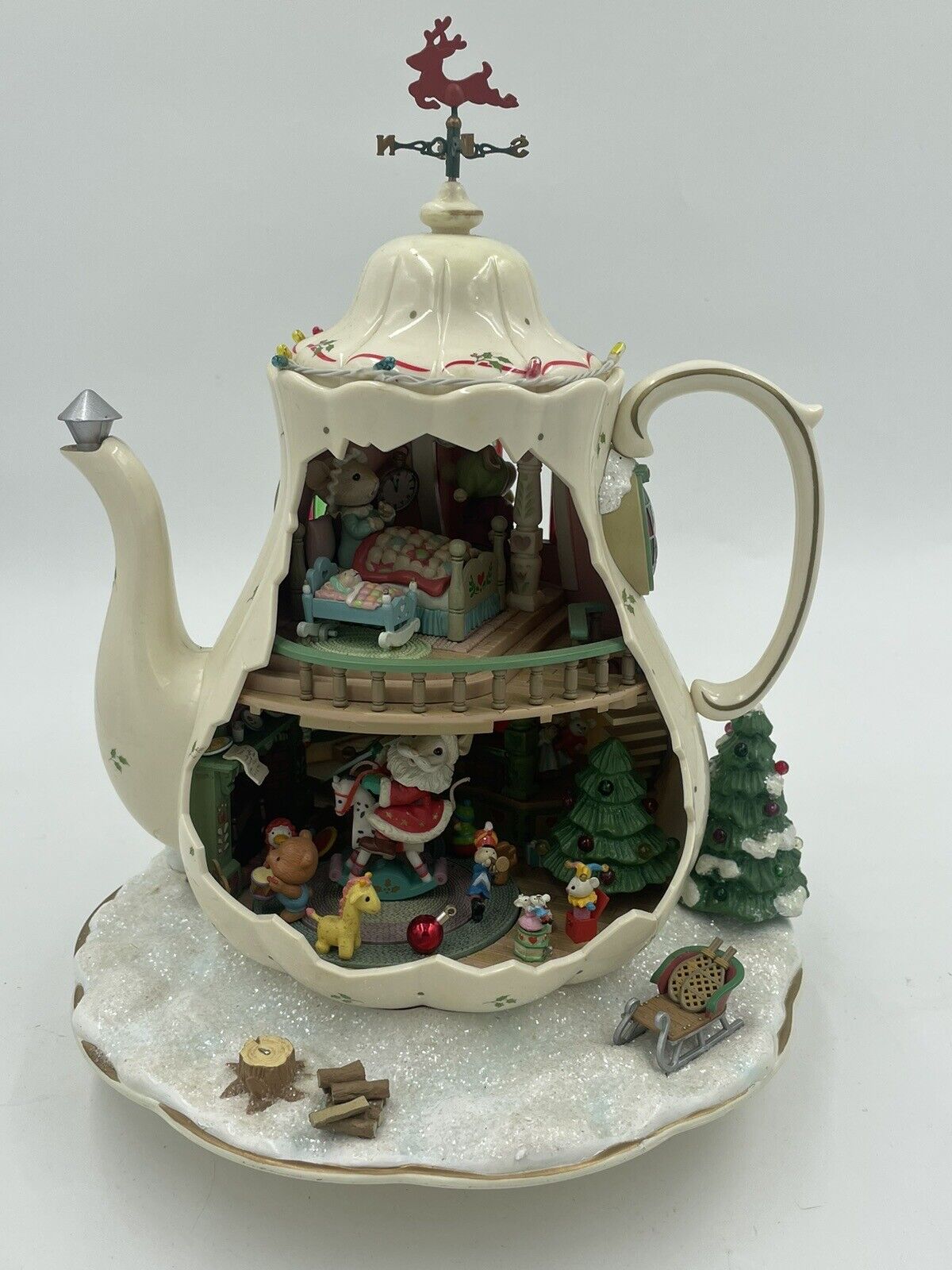 Enesco 1993 Holiday Bungalow Twas the Night Before Christmas Let It Snow Music 