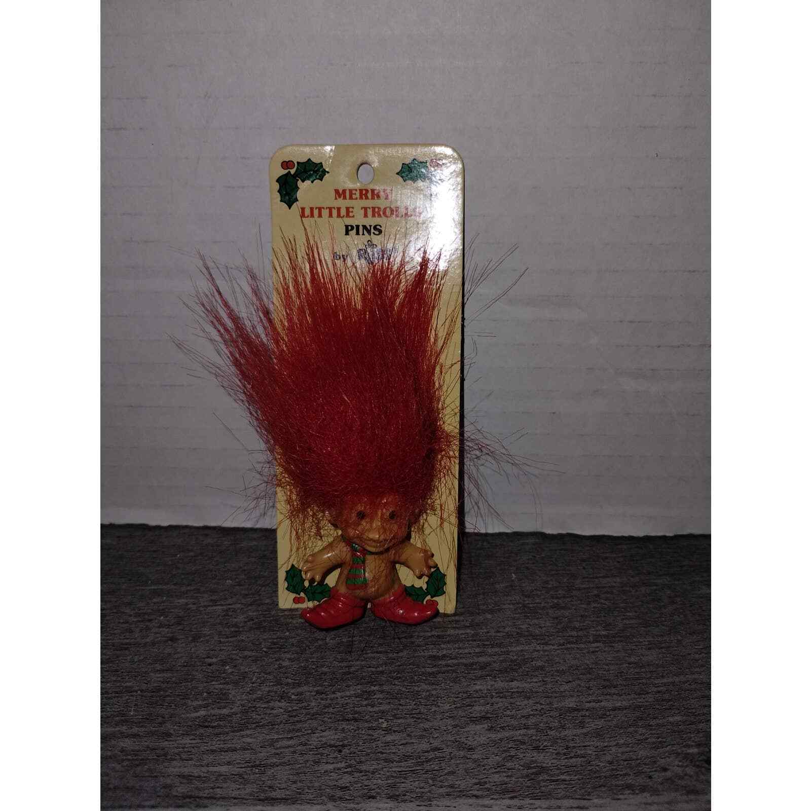 Vintage Merry Little Trolls Pins by Russ Troll Doll Red Hair Elf Christmas NWT