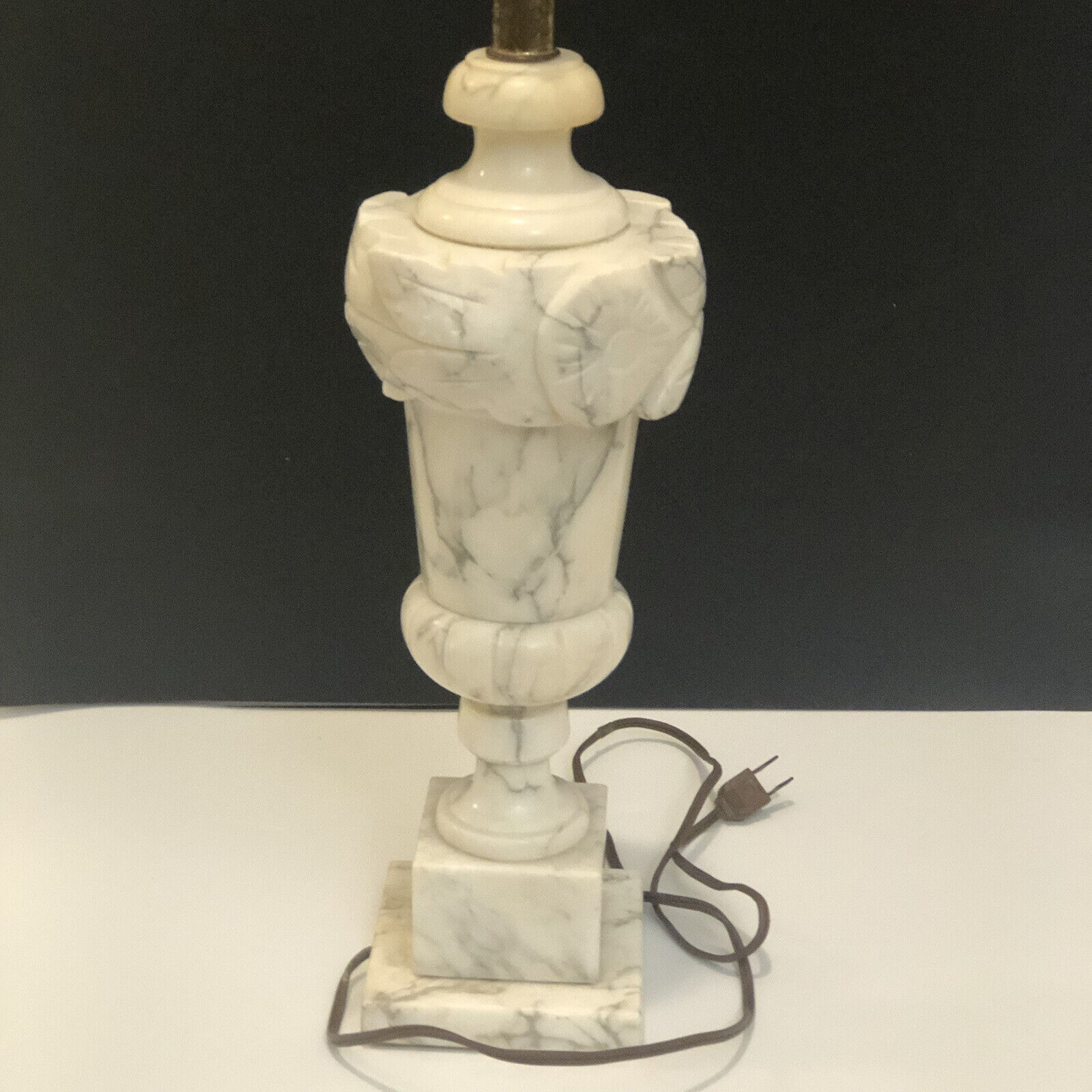 Vintage CARVED Heavy MARBLE Urn LAMP Italy Renaissance