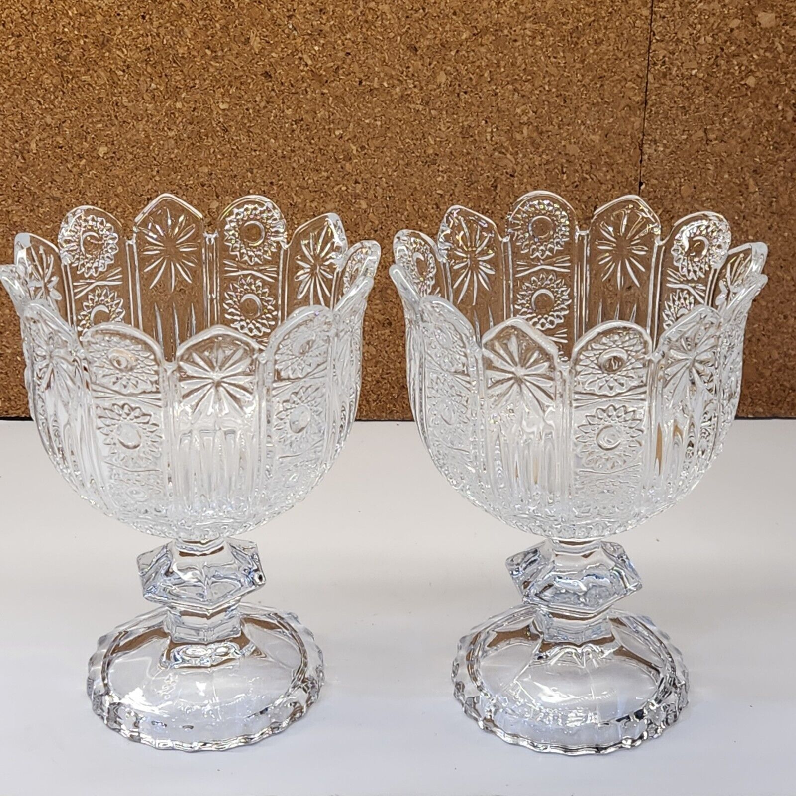Shannon Crystal By Godinger Pinwheel Footed Dishes Set of 2