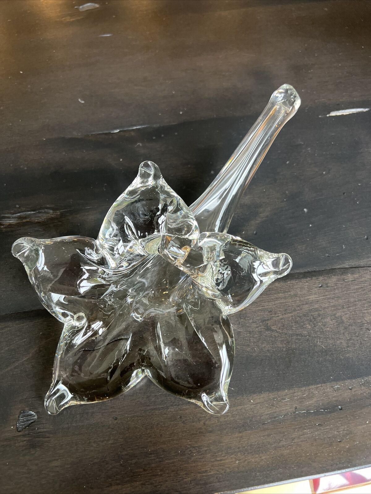 Hand Blown Clear Glass Lily Flower Shaped Single Bud Vase 9 inch