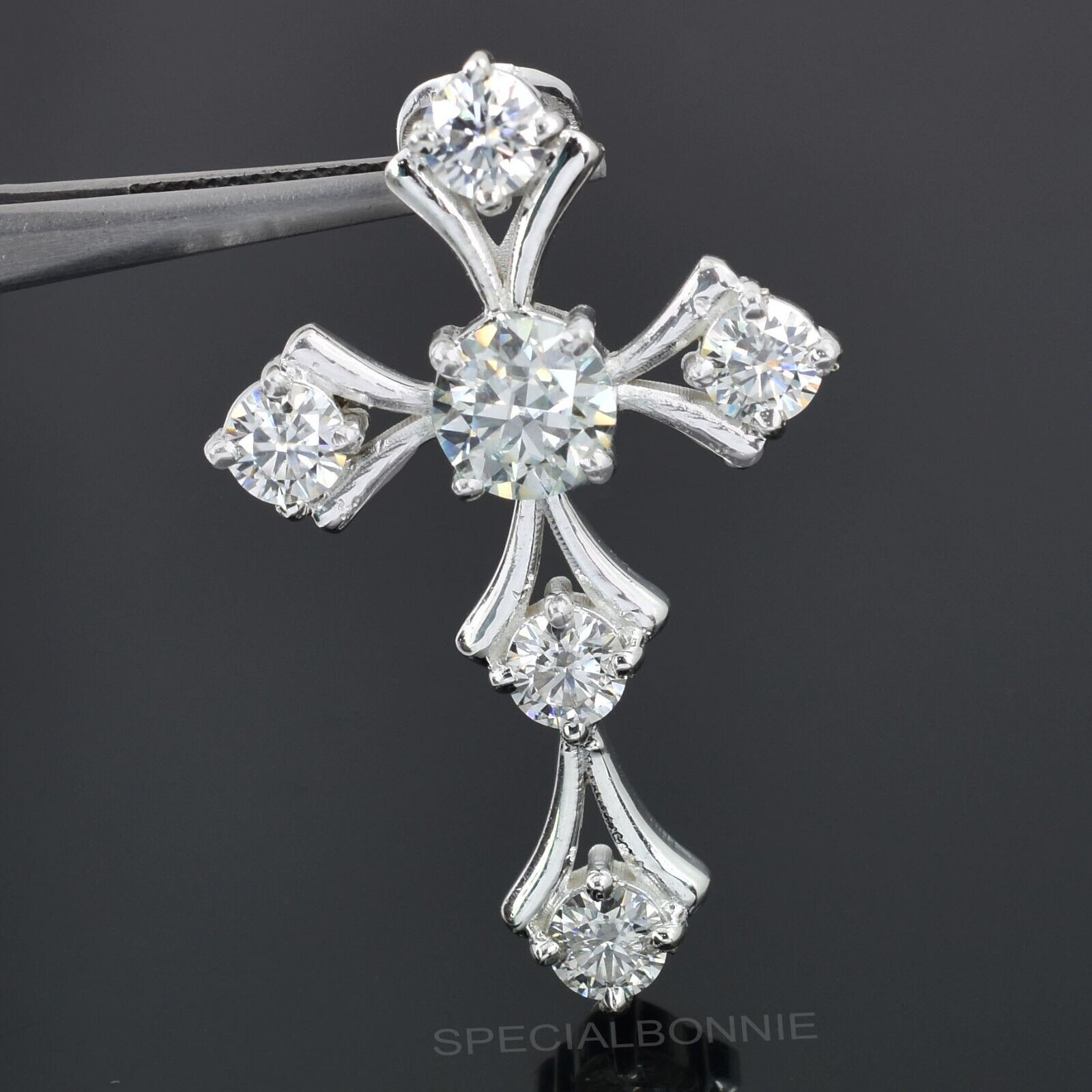 RARE 7.00 Ct Certified White Diamond Cross Pendant-great luster.FREE CHAIN VIDEO