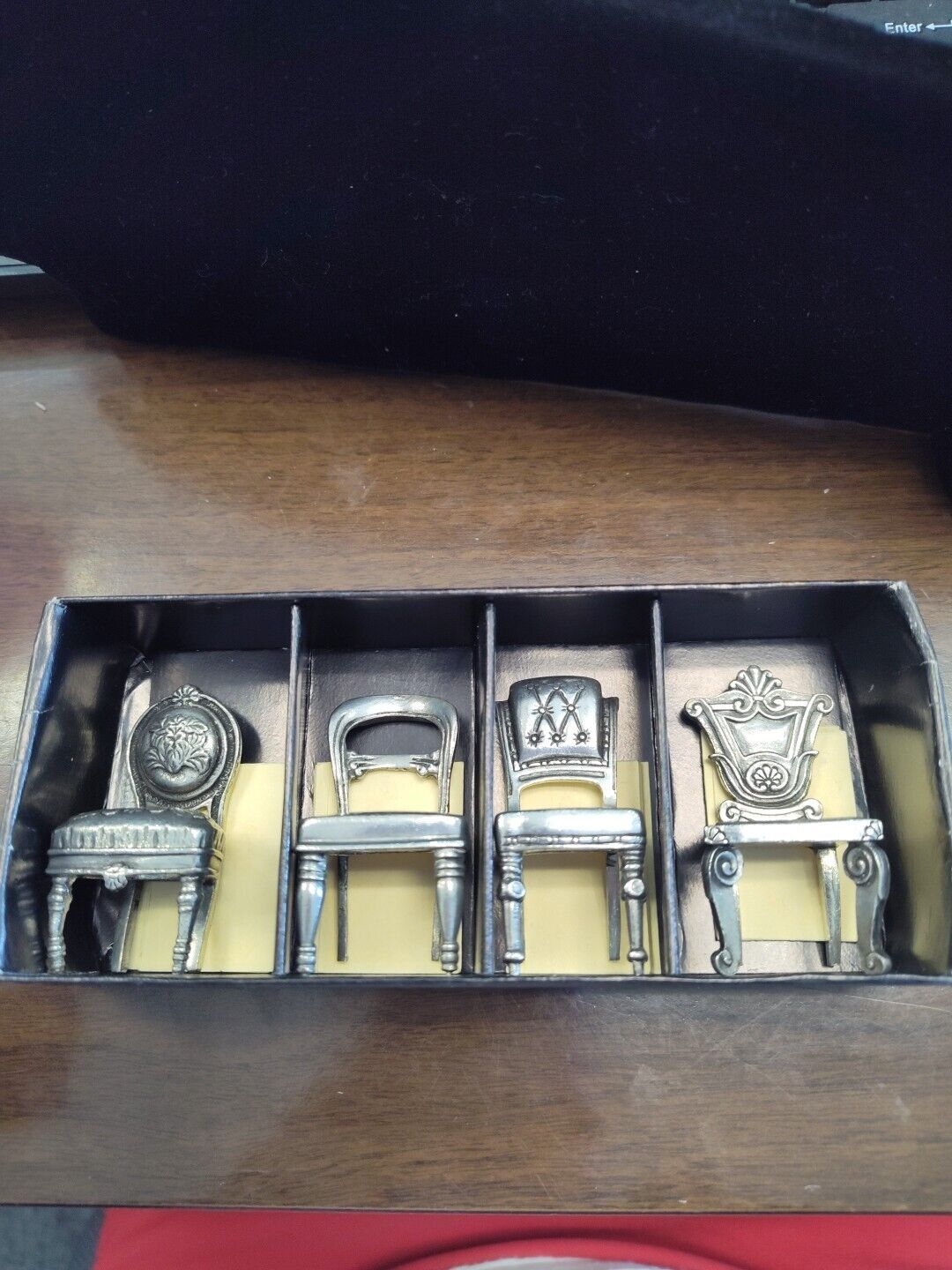 Pewter Set Of Four Miniature Chair Place Card Holders Originally $25