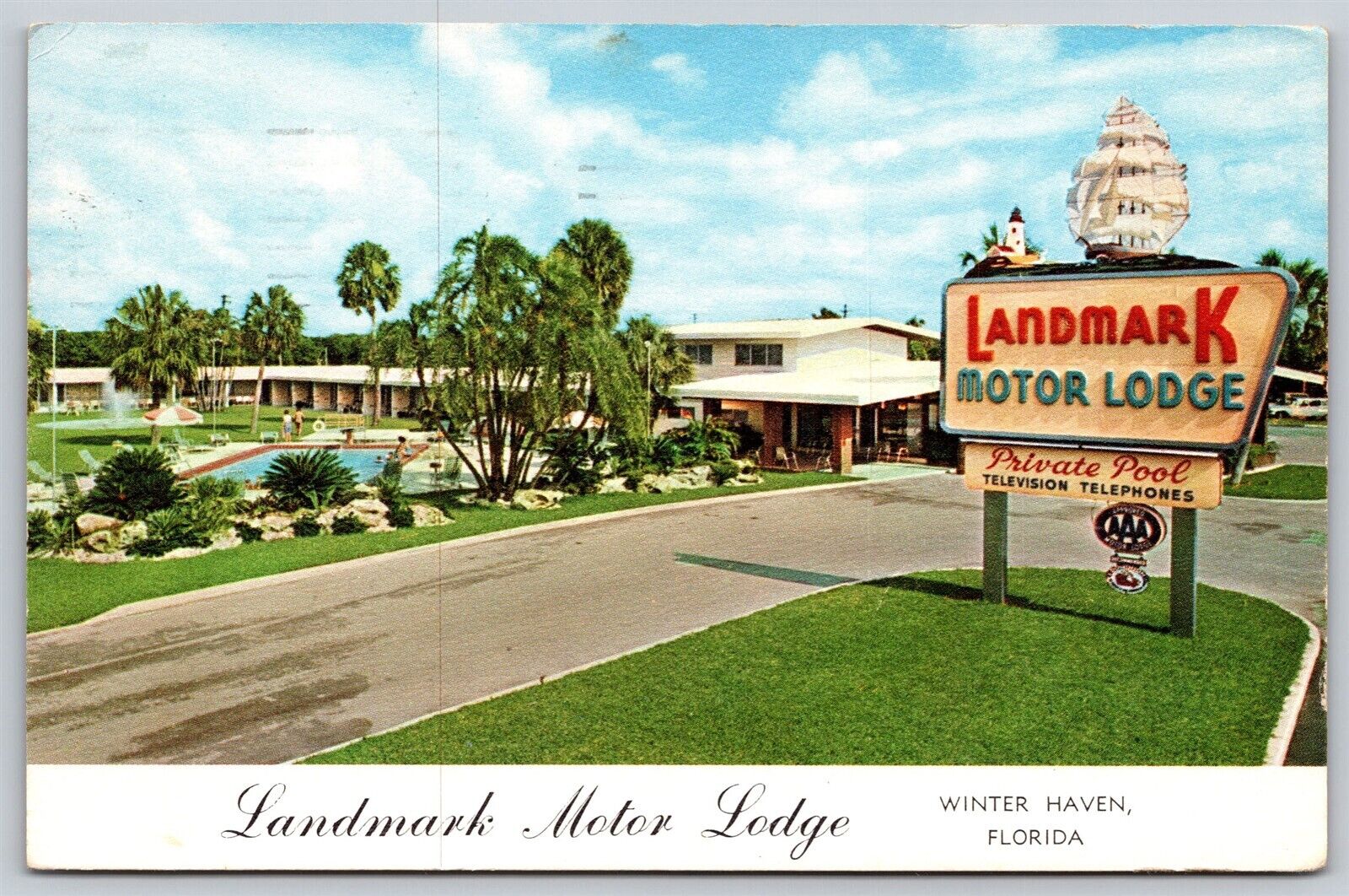 Postcard Landmark Motor Lodge, Winter Haven, Florida 1964 O69