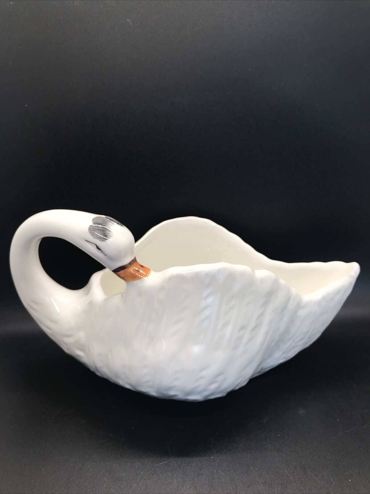 Vintage Mid Century Italian Santucci Deruta Ceramic Swan Planter/Bowl