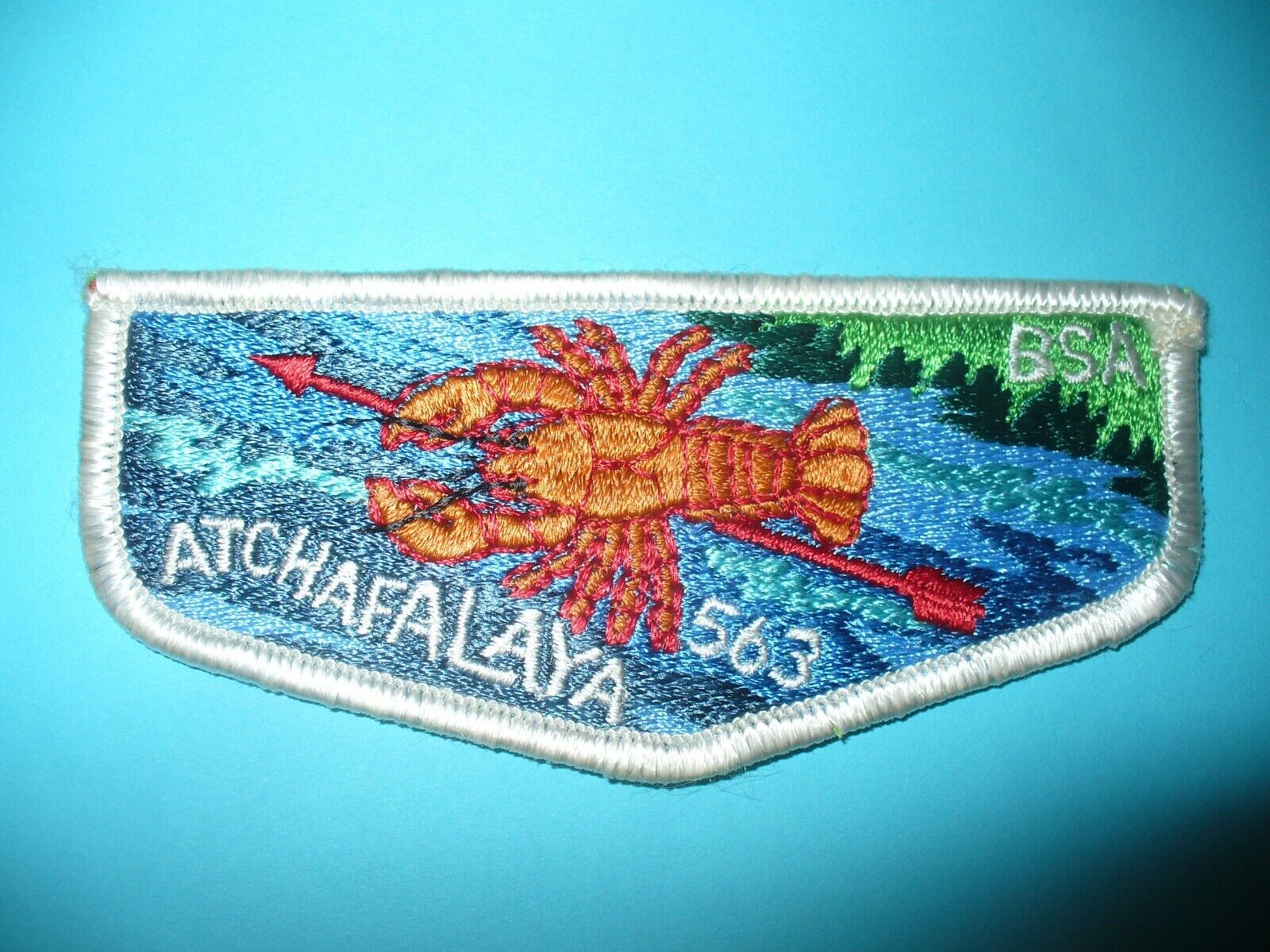 OA Atchafalaya Lodge 563,S10, 1970s,Dark COP Crawfish Flap,Evangeline Council,LA