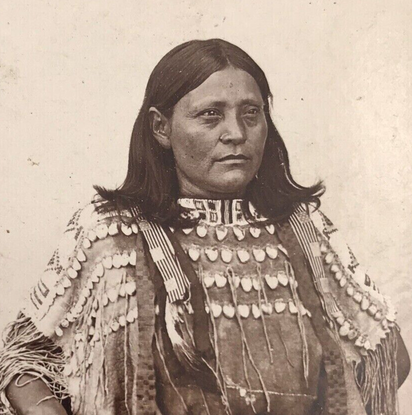 1890\'s Kiowa Squaw Res Woman in Traditional Dress Bretz Cabinet Photo Ft. Sill