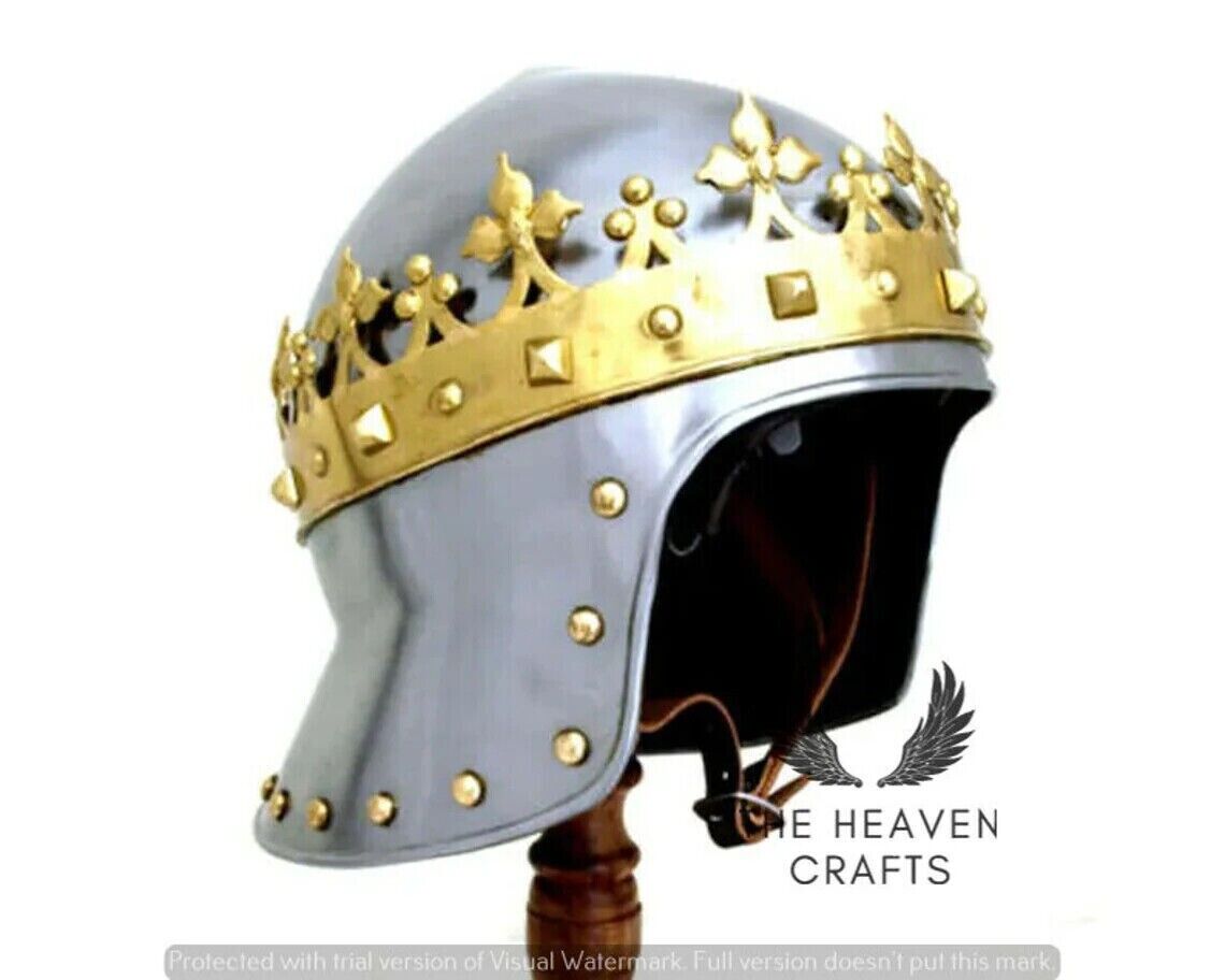 halloween Medieval Monarch Knight King Richard Lionheart Two Tone Crown Helmet