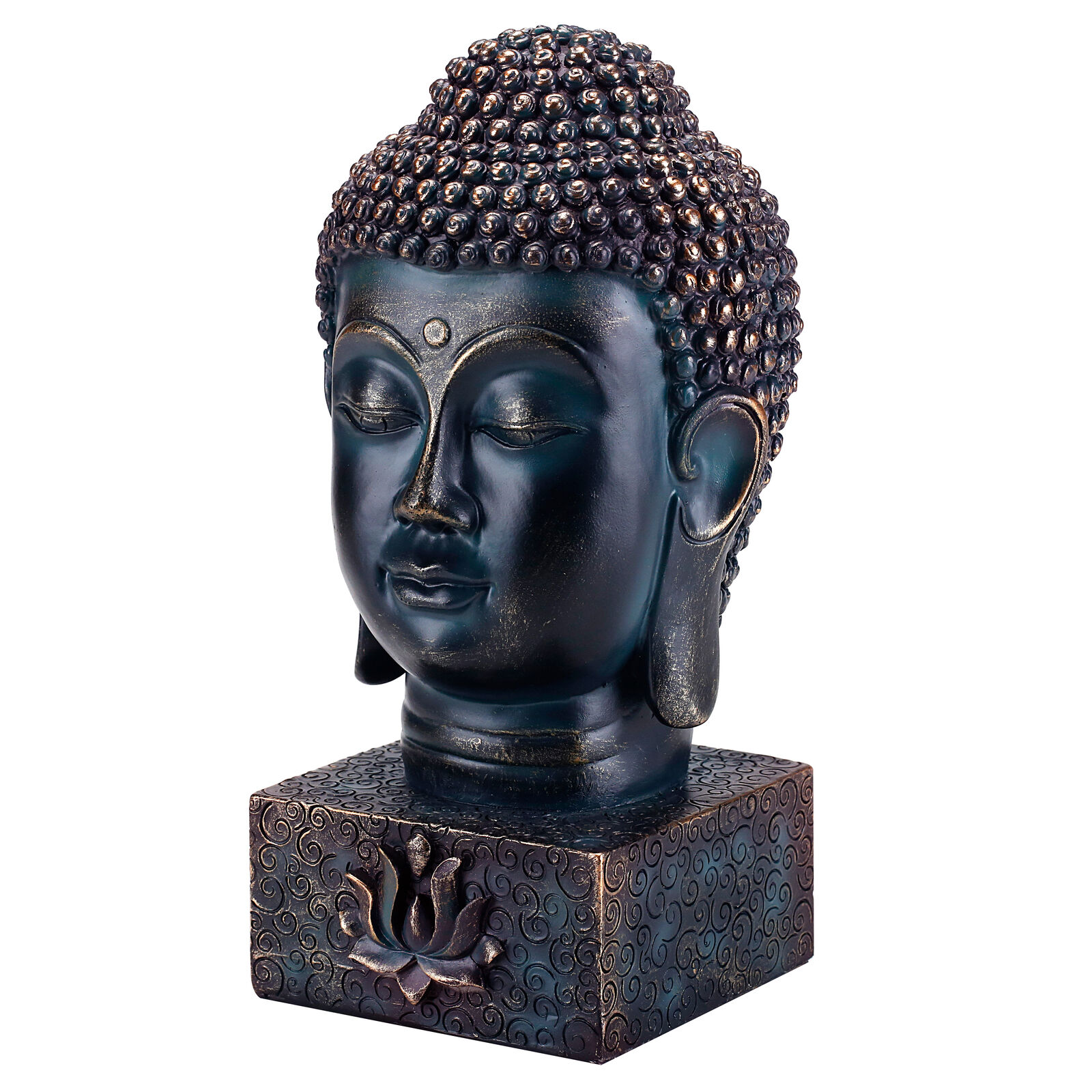 MyGift Spiritual Buddha Head Bust Zen Meditation Statue with Lotus Sculpted Base