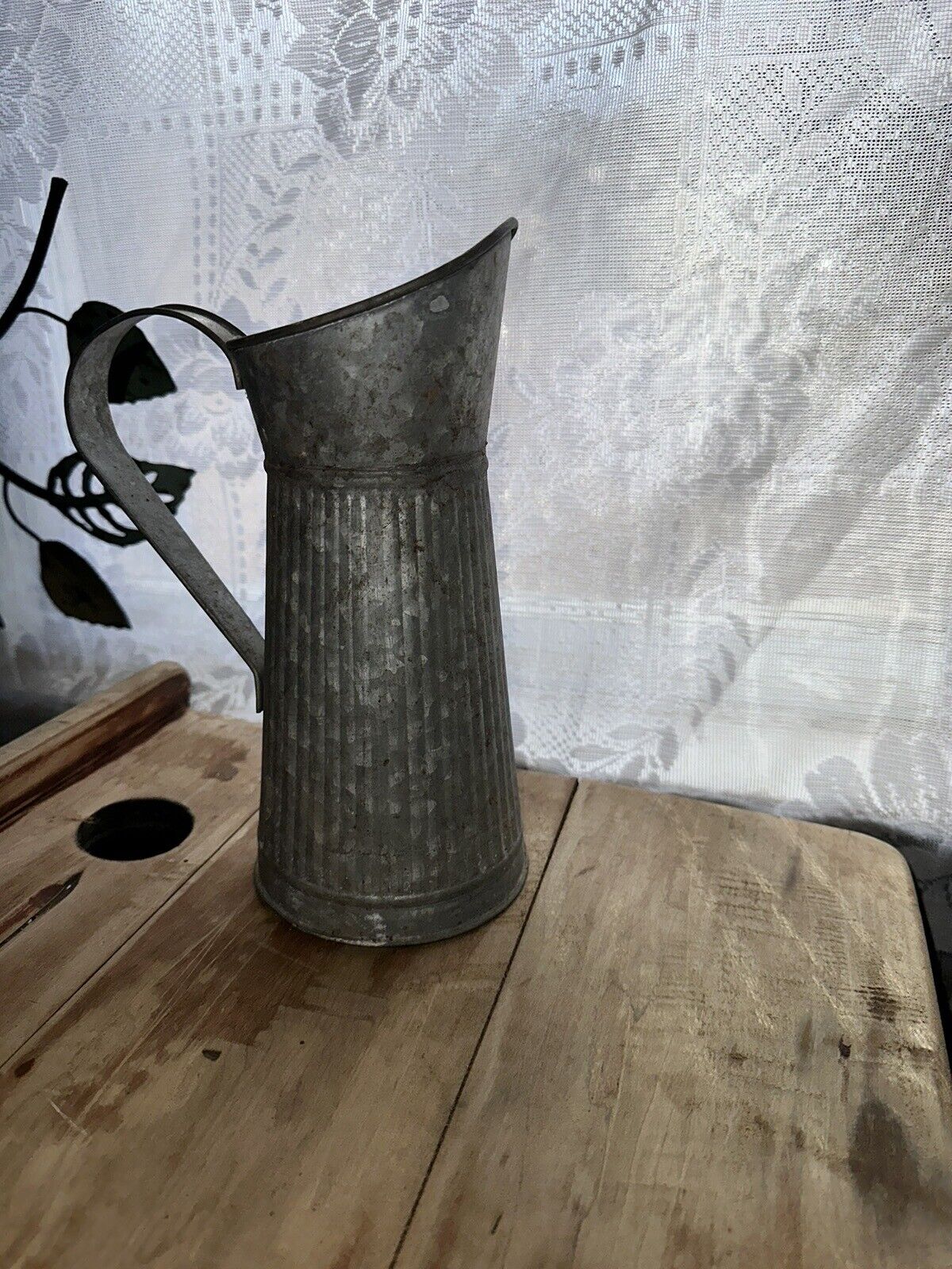 Tin Vintage Farmhouse Jug Vase Pitcher