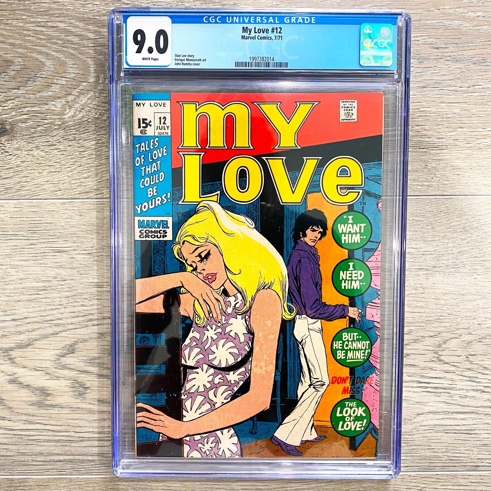 Rare MY LOVE #12 CGC Comic Book Graded 9.0 White Pages Marvel Comics 1971