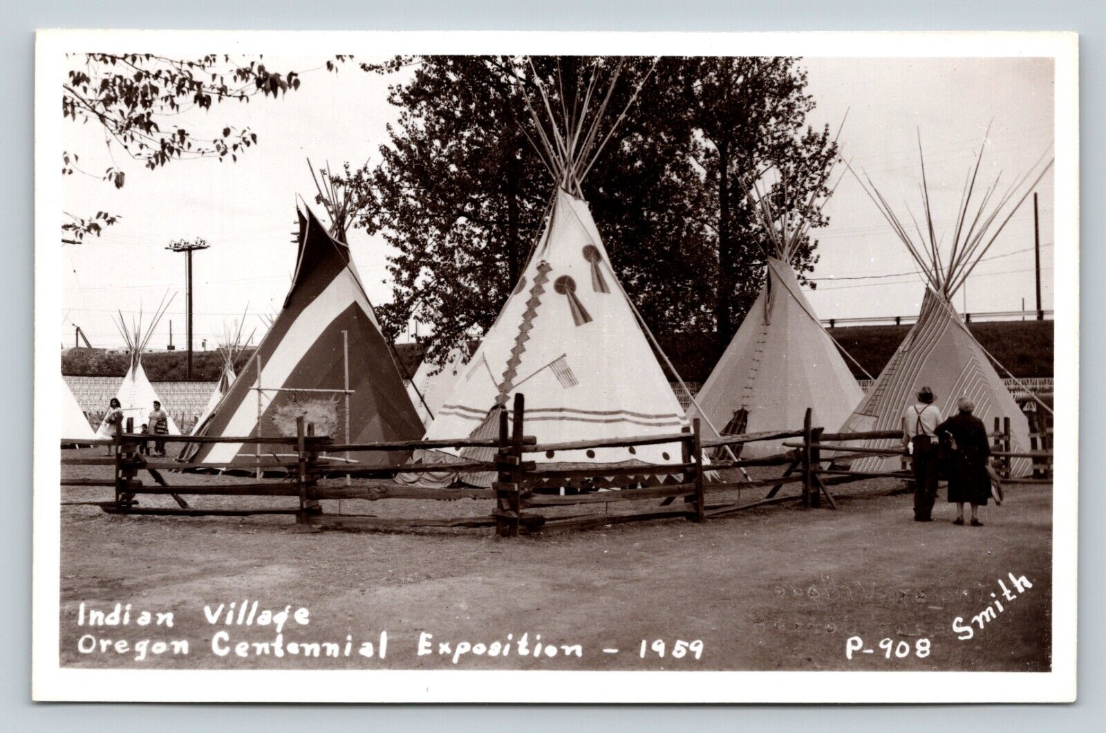 c1959 RPPC Indian Village Teepees Oregon Centennial Exposition VINTAGE Postcard