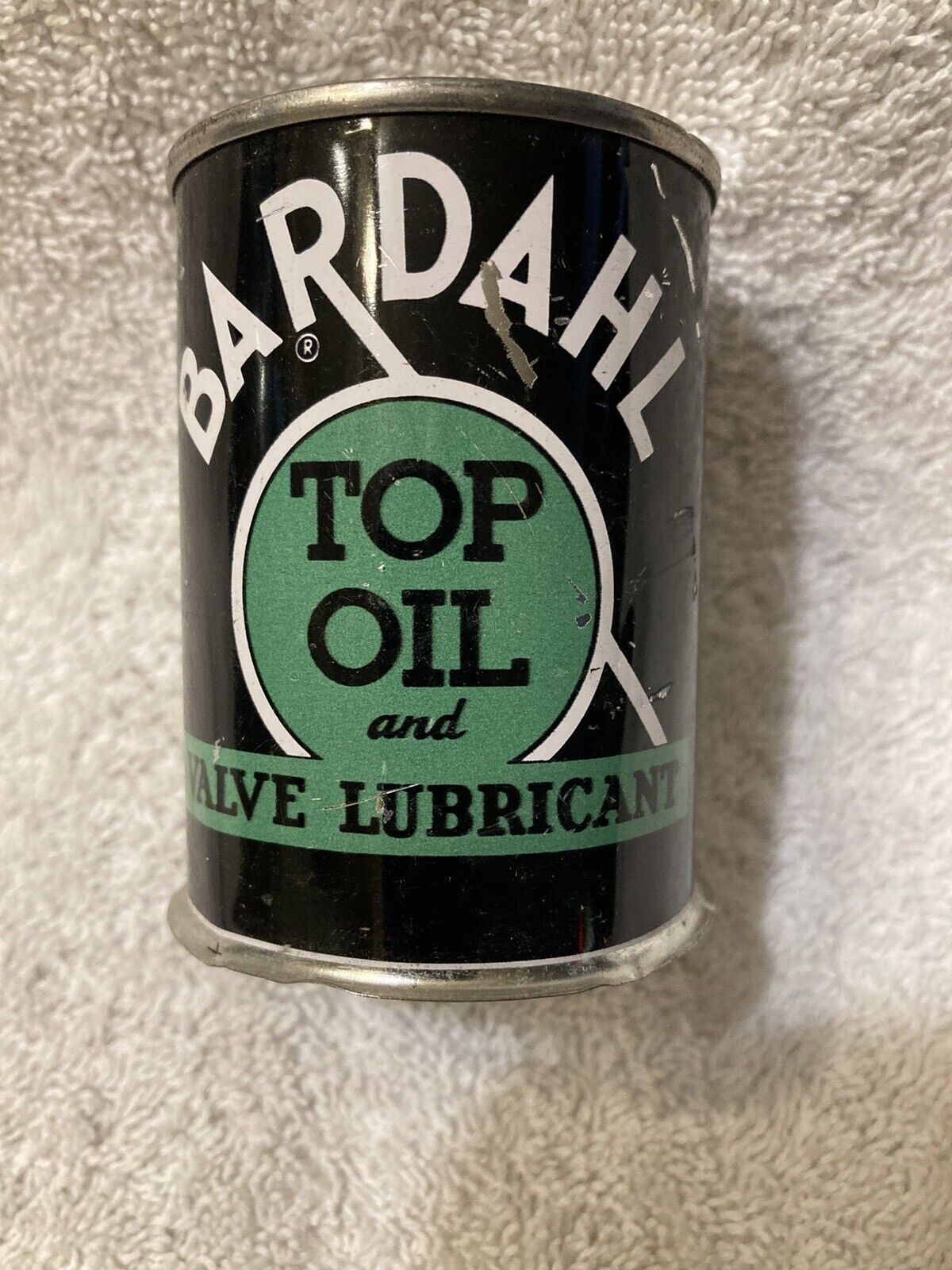 Vintage BARDAHL Top Oil, 4oz. Can, Factory Defect, No Bottom, Unused .