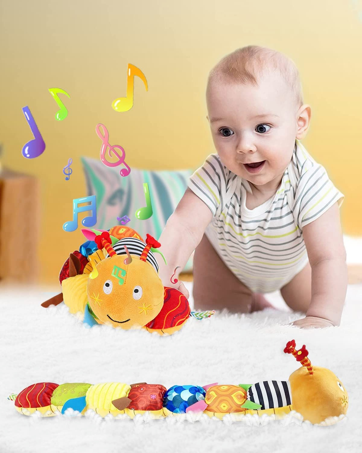 JcoBay MUSICAL CATERPILLAR Plush Toy  For Baby 3 Month +  REDUCED