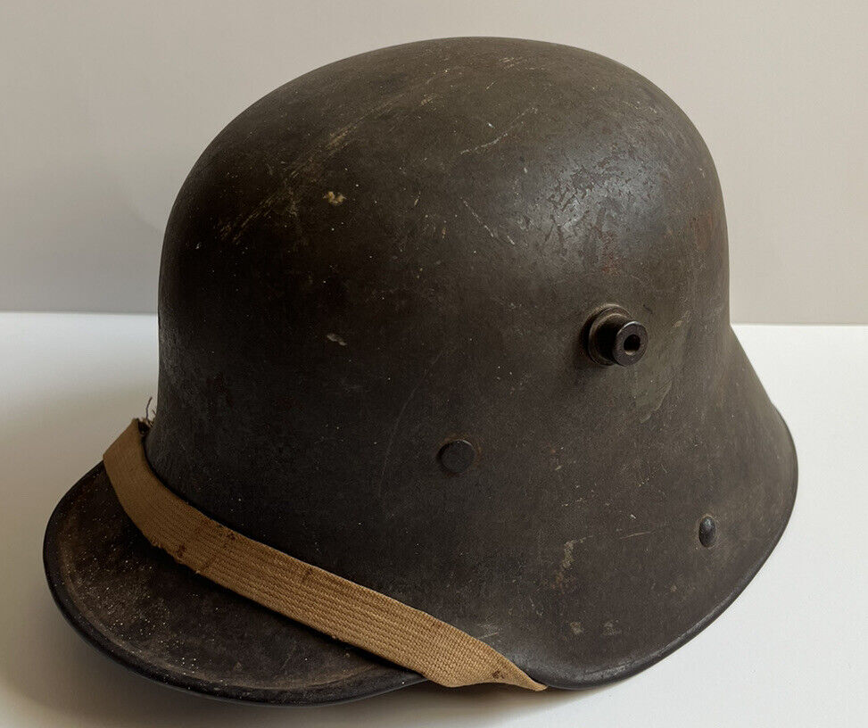 Original WW1 German M16 Helmet M17 War Painted Upside Down Cross Camo? ET64