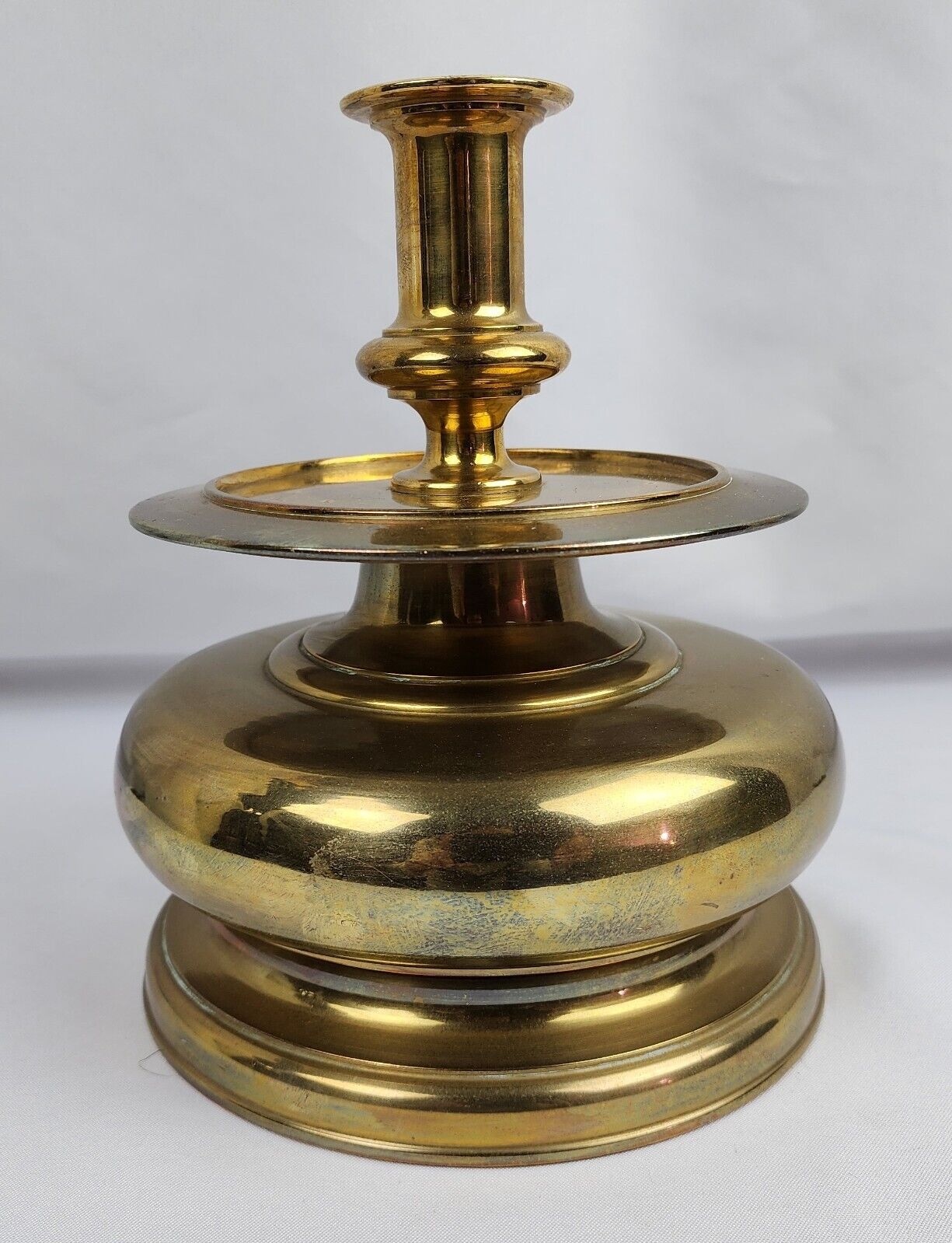 Vintage 1981 Chapman Heavy Brass Table Lamp Candlestick Holder
