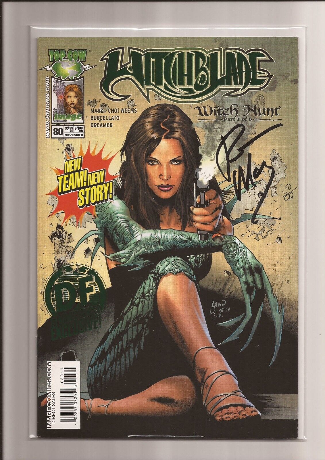 WITCHBLADE #80 NM GREEN FOIL (DYNAMIC FORCES) SIGNED BY RON MARZ *LE 99* 2004