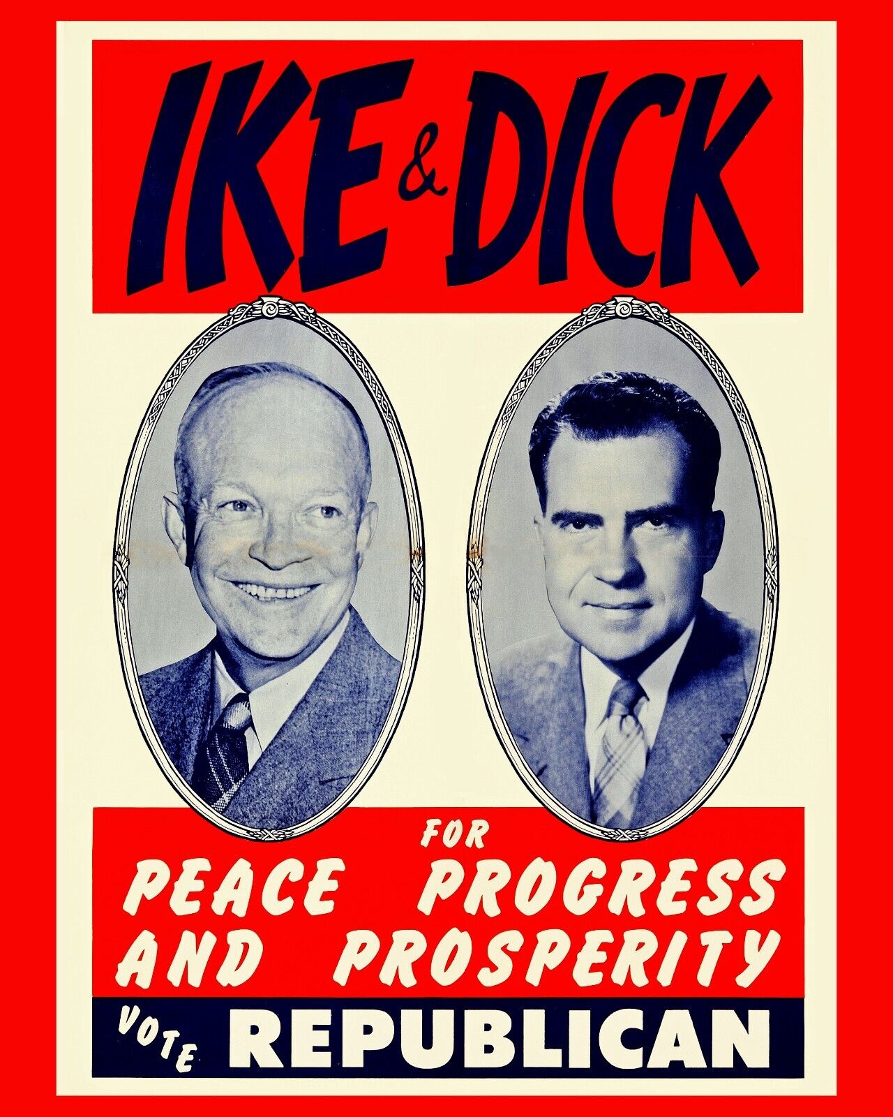 IKE & DICK US Federal Election Poster (1956) - 8x10 Color Photo