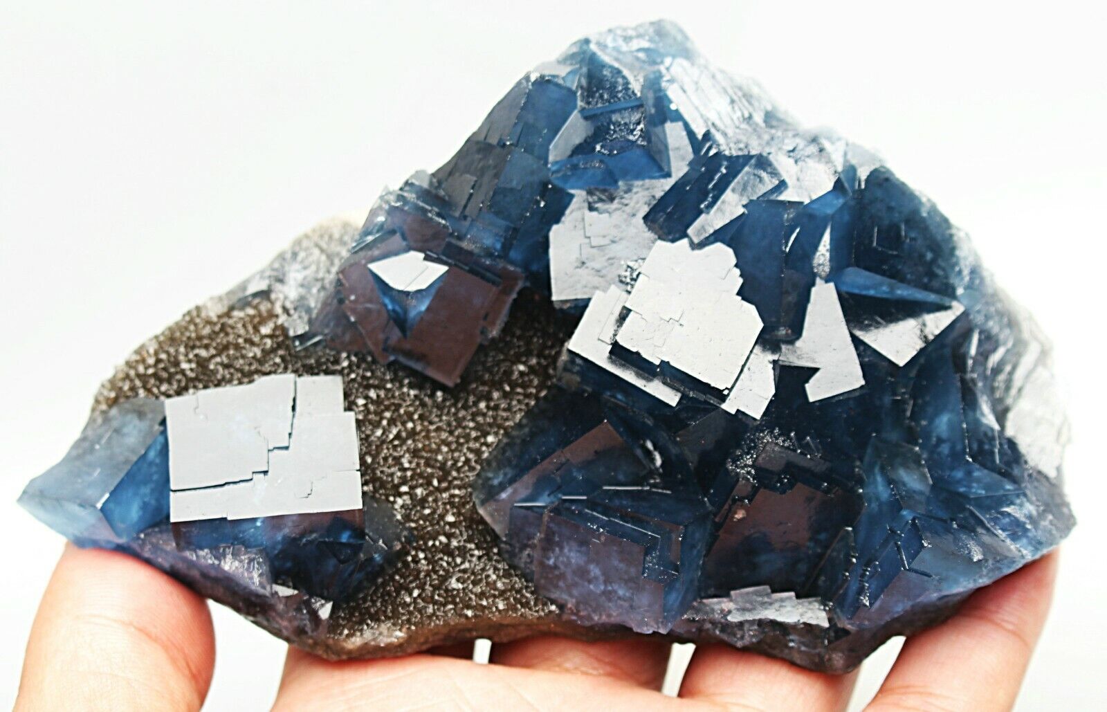 400g Rare Transparent Blue Cube Fluorite Crystal Specimen/China
