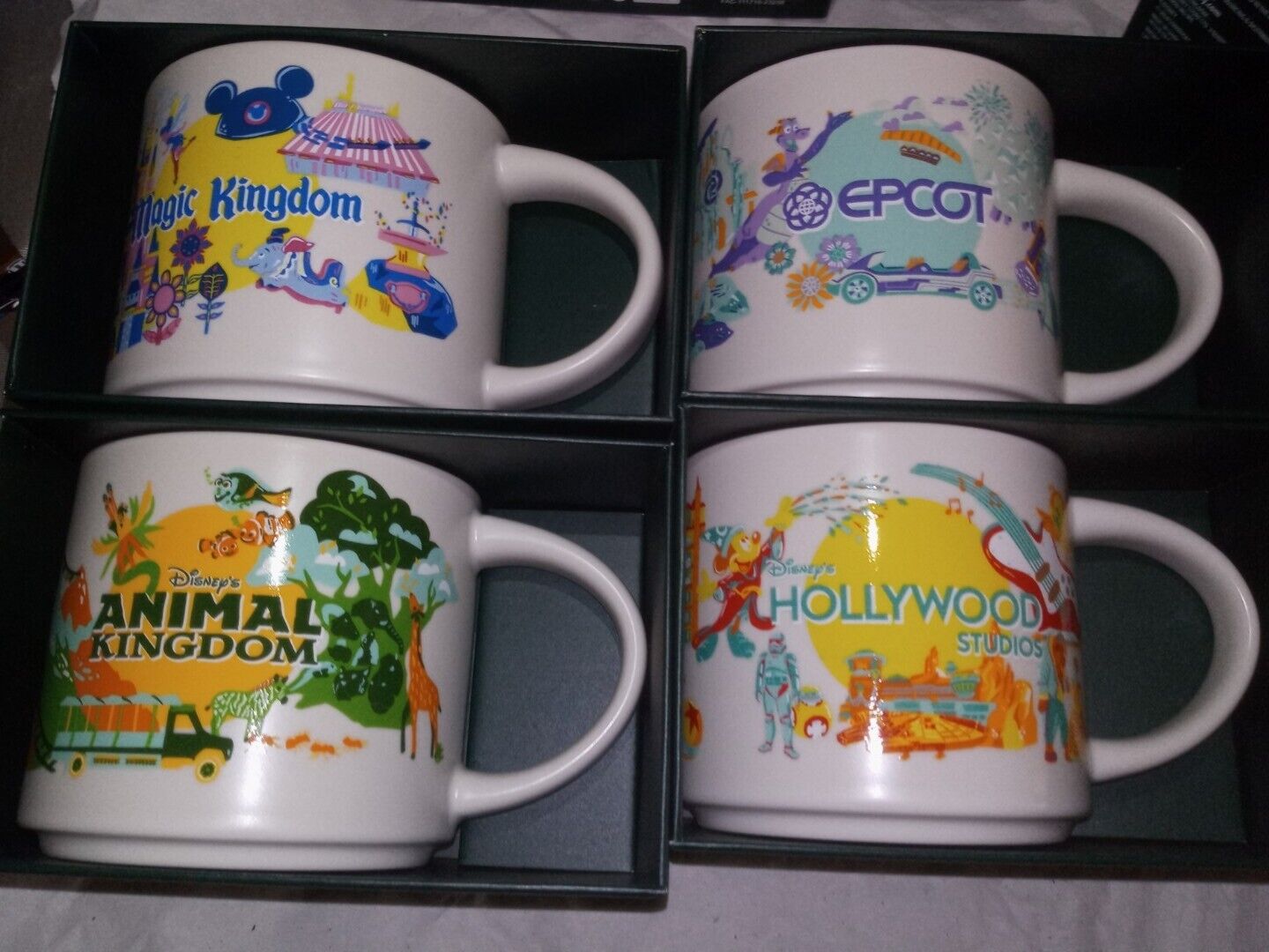 2024 Disney Starbucks Discovery Series Epcot Magic Hollywood AK Mugs Set Of 4