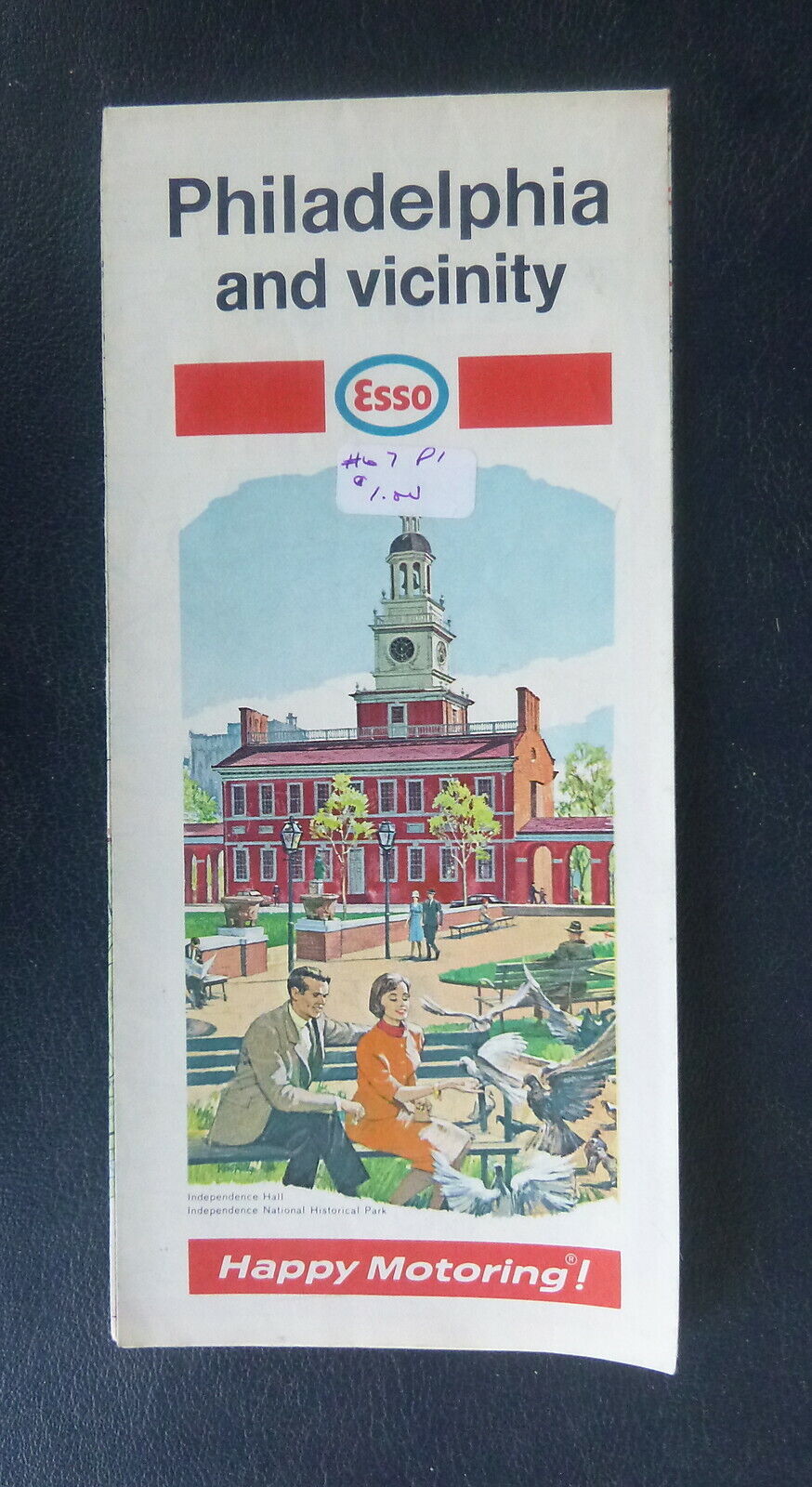 1969 Philadelphia metro road map Esso oil gas downtown streets Independence Hall