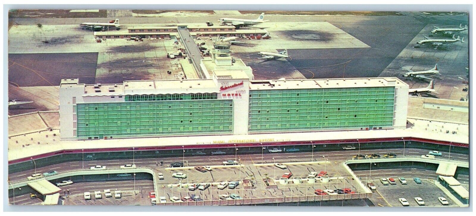 Miami Florida Postcard Miami International Airport Hotel Aerial View 1964 Posted