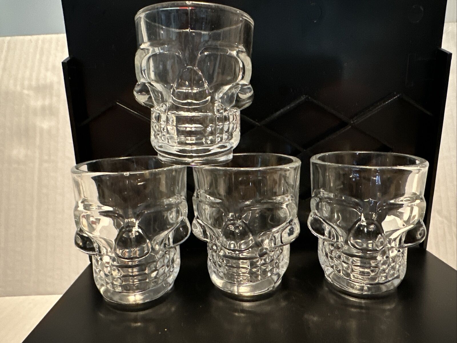 Circleware Skull Face Clear Whiskey Shot Glasses  1.75 oz Set of 4